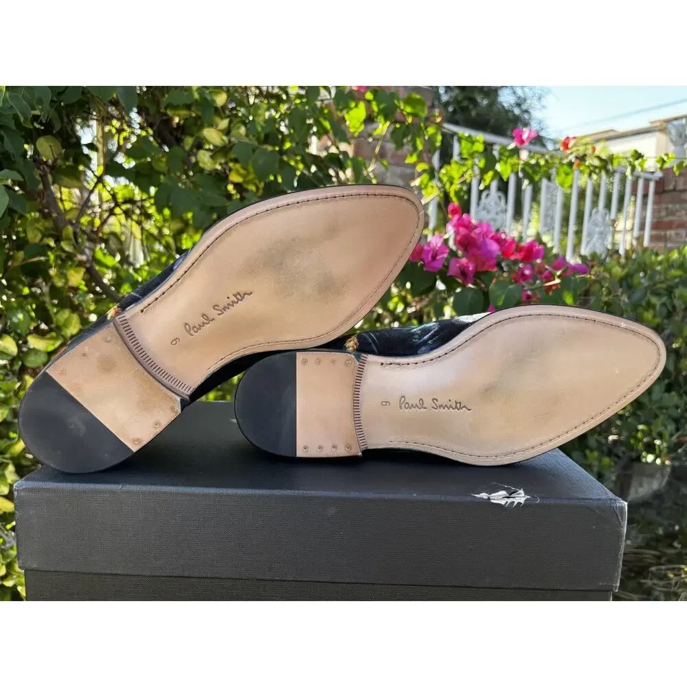 Paul Smith Tudor Velvet Loafer Shoes Floral Black Sz 39 US 6